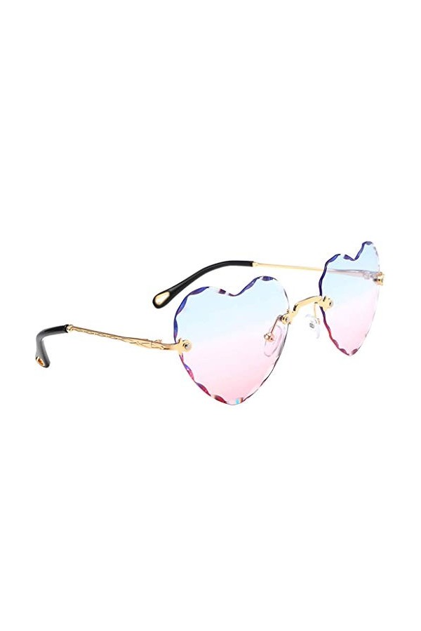 Inzopo Lunettes de soleil modernes en forme de cœur UV400 pour femme et femme Bleu rose