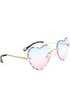 Inzopo Lunettes de soleil modernes en forme de cœur UV400 pour femme et femme Bleu rose