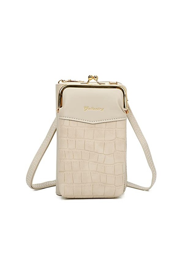 Gallantry Petit Sac à Bandoulière Femme - Portefeuille Porte-Monnaie Carte Tout-en-un - Pochette en Fermoir à baiser pour Tél