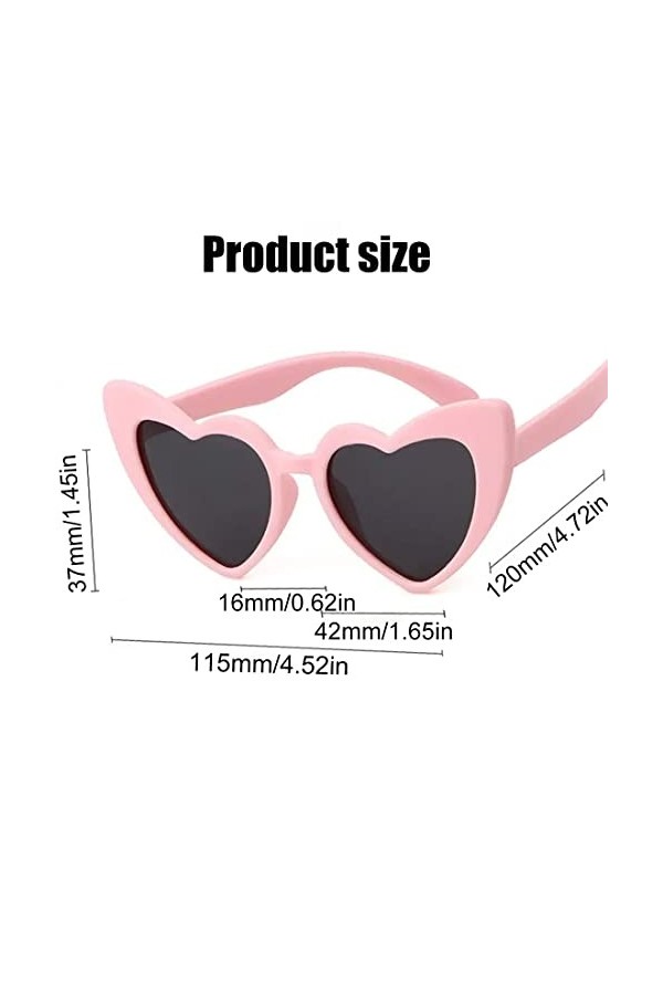 CUHZA Lunettes de soleil coeur rétro, lunettes de soleil coeur dames avec protection UV400, lunettes de soleil hippie en form