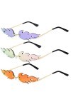 Weinsamkeit Lunette de Soleil en Forme de Flamme, 3 PCS Lunette de Soleil Femme Flamme, Feu Lunettes de Soleil Sans Monture,L