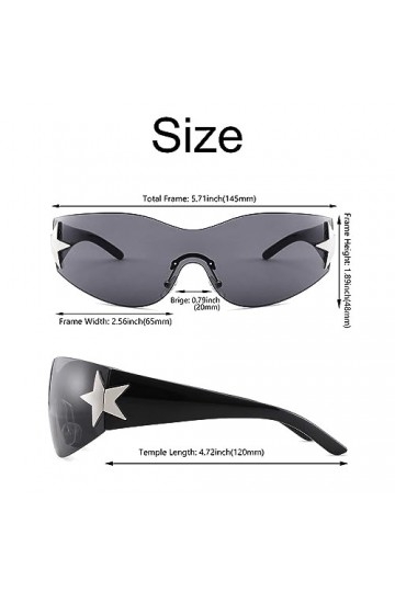 2 Pièces Lunettes de Soleil Femme, Lunettes de Soleil Y2K, Lunettes de Soleil Y2k Enveloppant, Lunettes de Soleil de Sport En