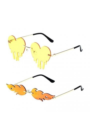 LaVenty Yellow Flame lunettes de soleil Heart 90 s Party lunettes de soleil femmes Hip Hop lunettes hommes Rock Party fourni