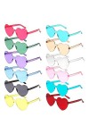 GUBOOM 12 Paires Lunettes de Soleil Femme Coeur, Lunettes Fête en Forme de Cœur, Lunettes de Soleil Sans Monture en Forme de 