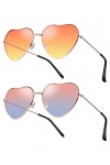 Kiiwah 2 Paires de Lunettes de Soleil Hippies en Coeur Forme de Coeur, Lunette de Soleil Vintage Degradé Rose et Bleu pour Ac