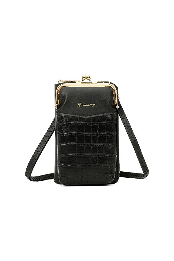 Gallantry Petit Sac à Bandoulière Femme - Portefeuille Porte-Monnaie Carte Tout-en-un - Pochette en Fermoir à baiser pour Tél