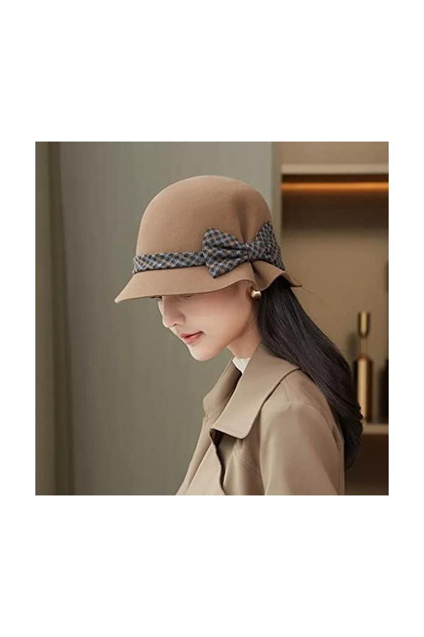 EGROOV Chapeau Femme Filles Chapeau Bonnet Femme Cloche Chapeau Dames irrégulier pêcheur Chapeau Femmes Hiver Feutre Cadeaux 