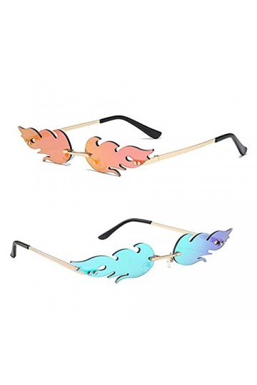 Jesdavan Lunettes Flamme, 2 Pièce Lunettes Flammes, Mode Rétro Style Punk Flamme à Lunettes, Sans Cadre Lunette de Soleil Fla