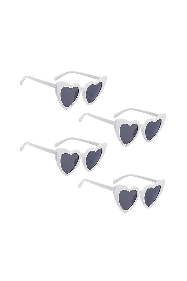 SKHAOVS 4 Paires Lunettes de Soleil Coeur, Rétro Cat Eye Lunettes, Retro Heart Lunettes de Soleil, Lunettes de Fête, Lunettes