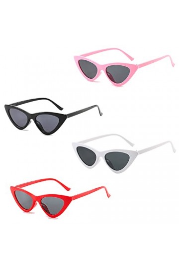 Flycppo 4 Pièces Cat Eye Lunettes,Rétro Lunettes de Soleil Triangle,Lunettes Néon Rétro,Lunettes mode pour Les Femmes Filles