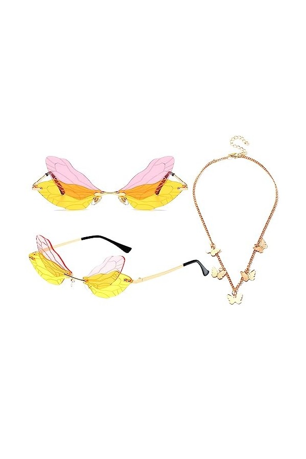 LaVenty Lunettes de soleil papillon festival lunettes de soleil techno femmes concert tenues papillon lunettes de soleil lune