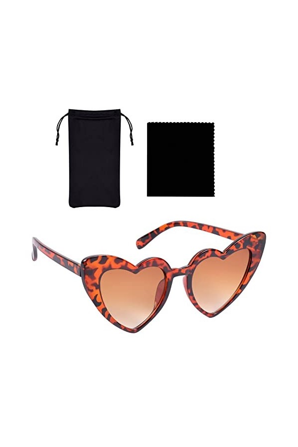 KINBOM Lunettes de Soleil Coeur, Vintage Lunettes de Soleil Coeur Femme Protection Solaire Lunettes de Soleil Coeur Adulte po