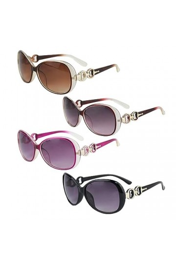 Surplex Lot de 4 paires de Lunettes de Soleil Femme Polarisées Retro Grand Cadre Designer surdimensionné Protection UV400, Lu