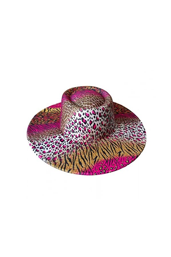 EGROOV Chapeau Femme 9.5cm Rouge Léopard Print Hat Large Brim Bump Hat Hommes et Femmes Mode Unique Style Dames Chapeau Homme