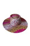 EGROOV Chapeau Femme 9.5cm Rouge Léopard Print Hat Large Brim Bump Hat Hommes et Femmes Mode Unique Style Dames Chapeau Homme