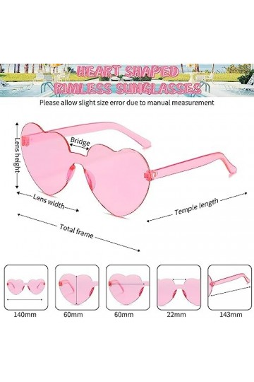 EnixwH 10 Paires Lunettes de Soleil en Forme de Coeur, Multicolore Drôle de Lunettes de Soleil de Fête, Retro Clear Heart Lun