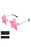 Lunettes de Soleil Pentagramme Vintage Sans Monture Etoile Lunette Transparent Femme Rose Pentagramme Lunettes de Soleil Sans
