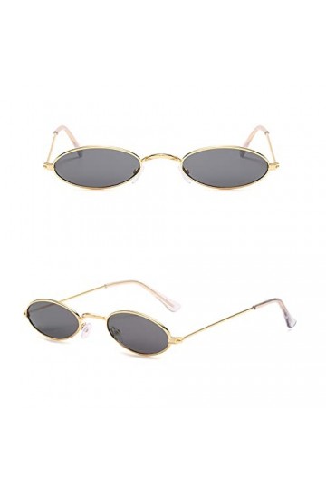 MoKu 2 Paires Lunettes de Soleil Ovales Vintage, Lunettes de Soleil Ovale Rétro, Vintage de Petites Lunettes de Soleil, Petit