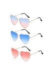 3 Paires Lunettes Soleil Hippies en Coeur, Lunettes de Soleil Hippie Rétro, Lunettes Soleil Coeur Vintage, Lunettes Fête en F