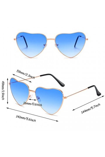 3 Paires Lunettes Soleil Hippies en Coeur, Lunettes de Soleil Hippie Rétro, Lunettes Soleil Coeur Vintage, Lunettes Fête en F
