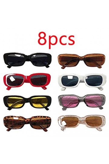 Dtoterul Lunettes De Soleil Rectangulaires 8 Pièces Rectangulaire Lunettes de Soleil Lunettes de Soleil Rétro Lunette de Sole