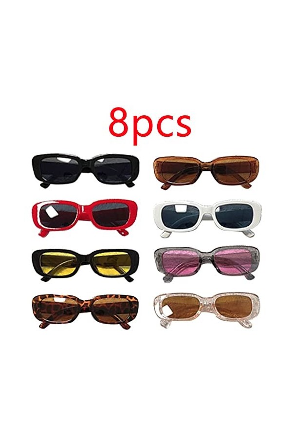 Dtoterul Lunettes De Soleil Rectangulaires 8 Pièces Rectangulaire Lunettes de Soleil Lunettes de Soleil Rétro Lunette de Sole