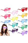 HZMJDHZM 12 Paires Lunettes de Soleil en Forme de Coeur, Lunettes Parti de Soleil HippieLunette de Soleil sans Monture Lunett