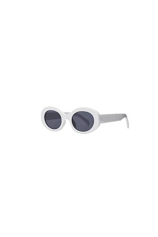 tigratigro, Lunettes de soleil ovales style vintage pour femme/homme, forme rétro ronde élégante, UV400, Blanc