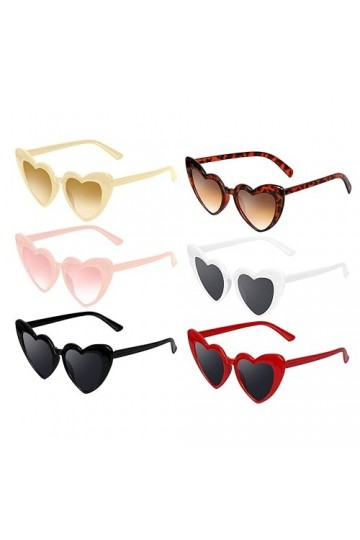 Lunettes de Soleil Femme Coeur, Lunette Coeur, 6 Paires Lunettes de Soleil Coeur, Lunettes Colorées de Protection UV400, Lune