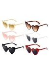 Lunettes de Soleil Femme Coeur, Lunette Coeur, 6 Paires Lunettes de Soleil Coeur, Lunettes Colorées de Protection UV400, Lune