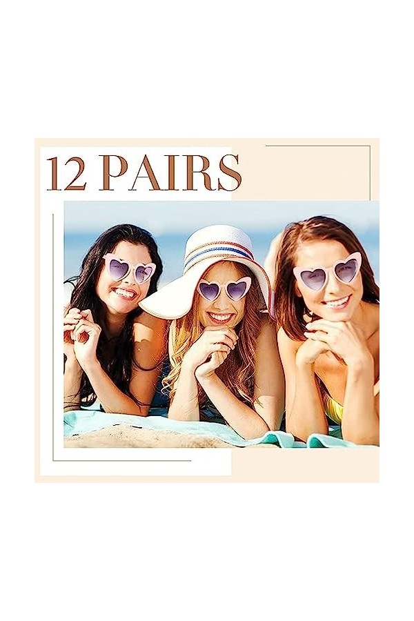 Lunettes de Soleil Vintage en Forme de Coeur，Lunettes de Soleil à Monture en Forme de Coeur Pour Femmes，Lunettes de Soleil en