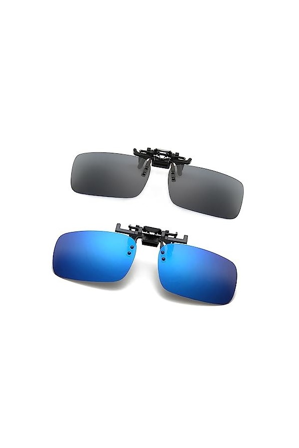 yufana 2 Pièce Lunettes Myopie Polarisées, Lunettes de Clip, Clips Lunettes Soleil Hommes et Femmes, Appliquer pour les Fêtes
