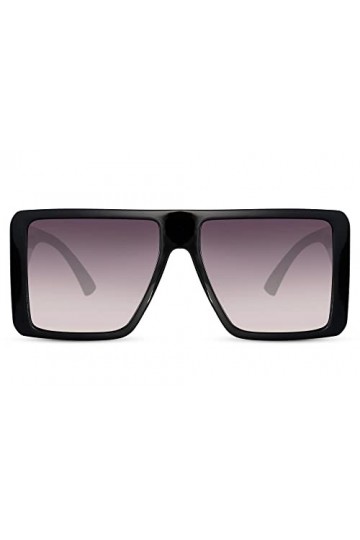 Cheapass Lunettes de Soleil Larges Oversize Écran Demi Marron XL avec Verres Marron-Blancs Dégradés et Grosses Branches Prote