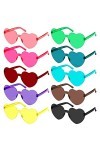 10 Paires Lunettes de Soleil en Forme de Coeur, Drôle de Lunettes de Soleil de Fête en Forme de Cœur Lunettes Vintage Hippie 