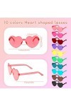 10 Paires Lunettes de Soleil en Forme de Coeur, Drôle de Lunettes de Soleil de Fête en Forme de Cœur Lunettes Vintage Hippie 