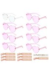 8 Paires Couleur Bonbon Lunettes de Soleil Coeur, Hippie Lunettes en Forme de Coeur, Rétro Lunettes Coeur, Lunettes Fête en C
