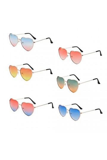 6 Pièces Lunettes Coeur Hippie, Lunettes de Soleil Coeur, Lunettes de Soleil Coeur Rouge, Lunettes Coeur, Lunettes de Soleil 