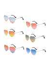 6 Pièces Lunettes Coeur Hippie, Lunettes de Soleil Coeur, Lunettes de Soleil Coeur Rouge, Lunettes Coeur, Lunettes de Soleil 