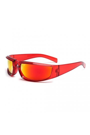 JM Enveloppés Autour de la Tendance des Lunettes de Soleil de Mode Abat-jour de Sport Rectangulaire Hommes Femmes Rouge/Rouge