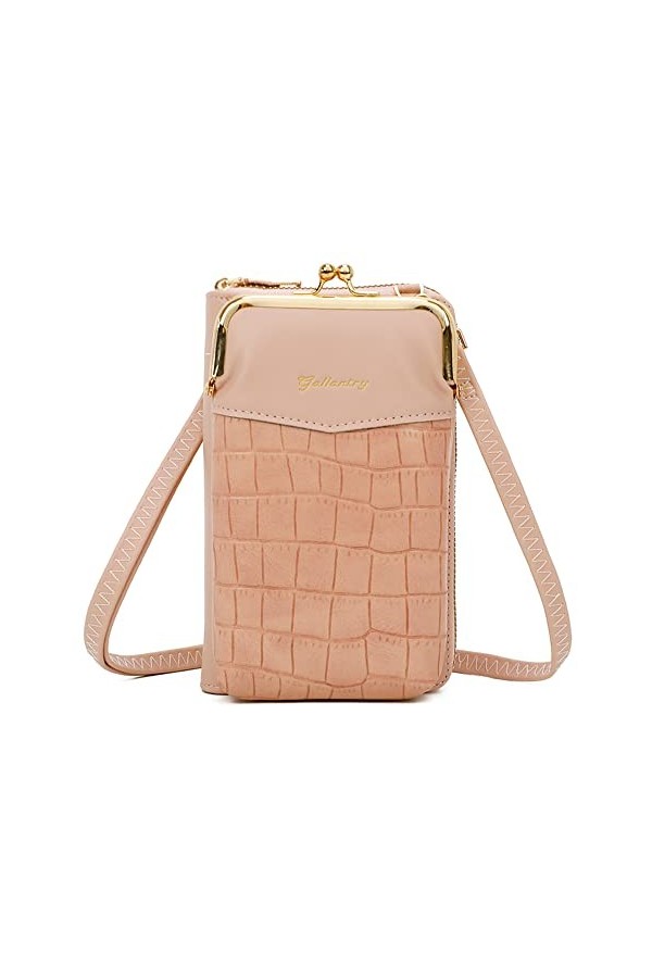 Gallantry Petit Sac à Bandoulière Femme - Portefeuille Porte-Monnaie Carte Tout-en-un - Pochette en Fermoir à baiser pour Tél