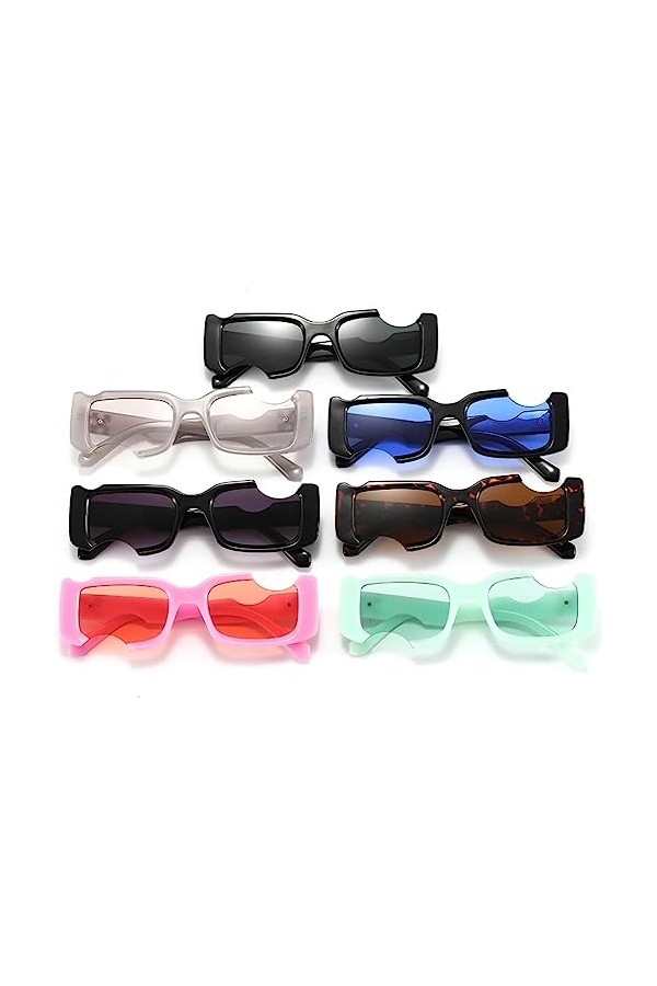 Été extérieur Petit Cadre Rectangle Designer Lunettes de Soleil personnalisé Hip Hop Trou Lunettes de Soleil Nuances pour Hom