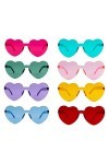 Lot de 8 paires de lunettes de soleil en forme de cœur - Style hippie rétro - Verres transparents - Couleur bonbon - Pour fem