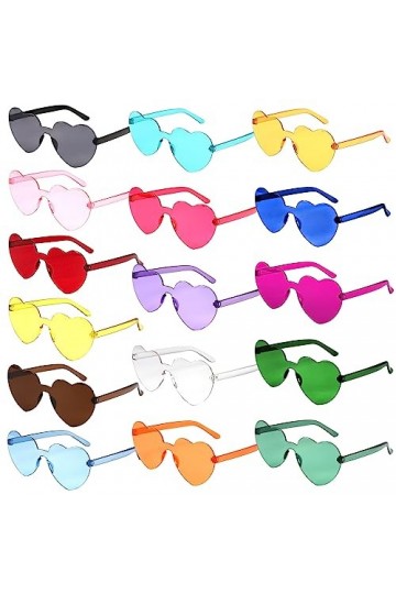 16 Pièces Lunettes de Soleil Coeur: Lunettes de Soleil en Forme de Coeur, Lunettes De Fête Transparentes Lunettes Coeur Pour 