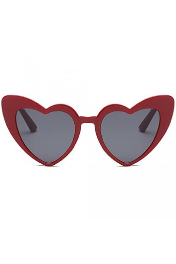 AXZ Lunettes De Soleil En Forme De Coeur Femme Unisex Heart Lunettes Rétro Vintage Mode Cat Eye Eyewear Rouge 