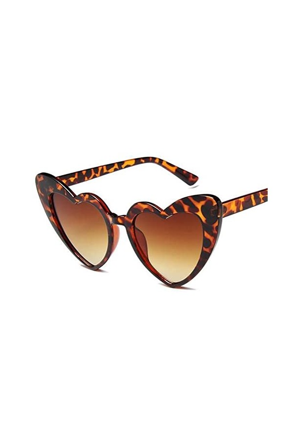 AXZ Lunettes De Soleil En Forme De Coeur Femme Unisex Heart Lunettes Rétro Vintage Mode Cat Eye Eyewear Rouge 