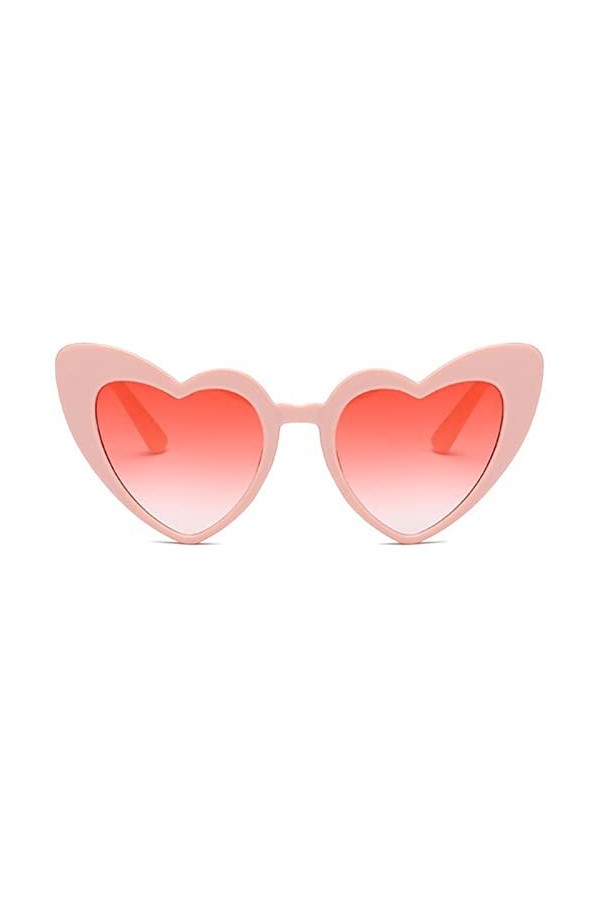 AXZ Lunettes De Soleil En Forme De Coeur Femme Unisex Heart Lunettes Rétro Vintage Mode Cat Eye Eyewear Rouge 