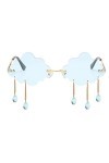 Hellery Lunettes de Soleil Sans Monture Forme de Nuage avec 3 Pendentif en Forme de Goutte Style Punk - Bleu, comme décrit