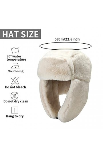 RRiody Chapeau de trappeur chaud pour femme - Chapeaux russes dhiver avec cache-oreilles - Casquette bomber épaisse pour ski