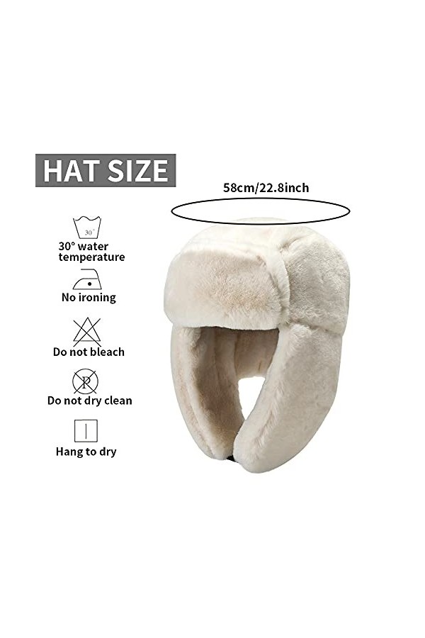 RRiody Chapeau de trappeur chaud pour femme - Chapeaux russes dhiver avec cache-oreilles - Casquette bomber épaisse pour ski