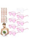 Lot de 8 paires de lunettes de soleil en forme de cœur - 8 bracelets - Style rétro - Sans monture - Accessoires photo pour ma